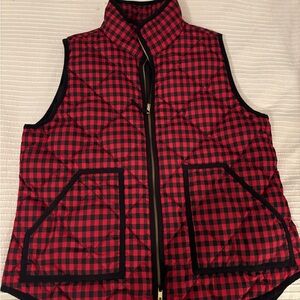 J.Crew Red and Black Plaid Quilted Vest